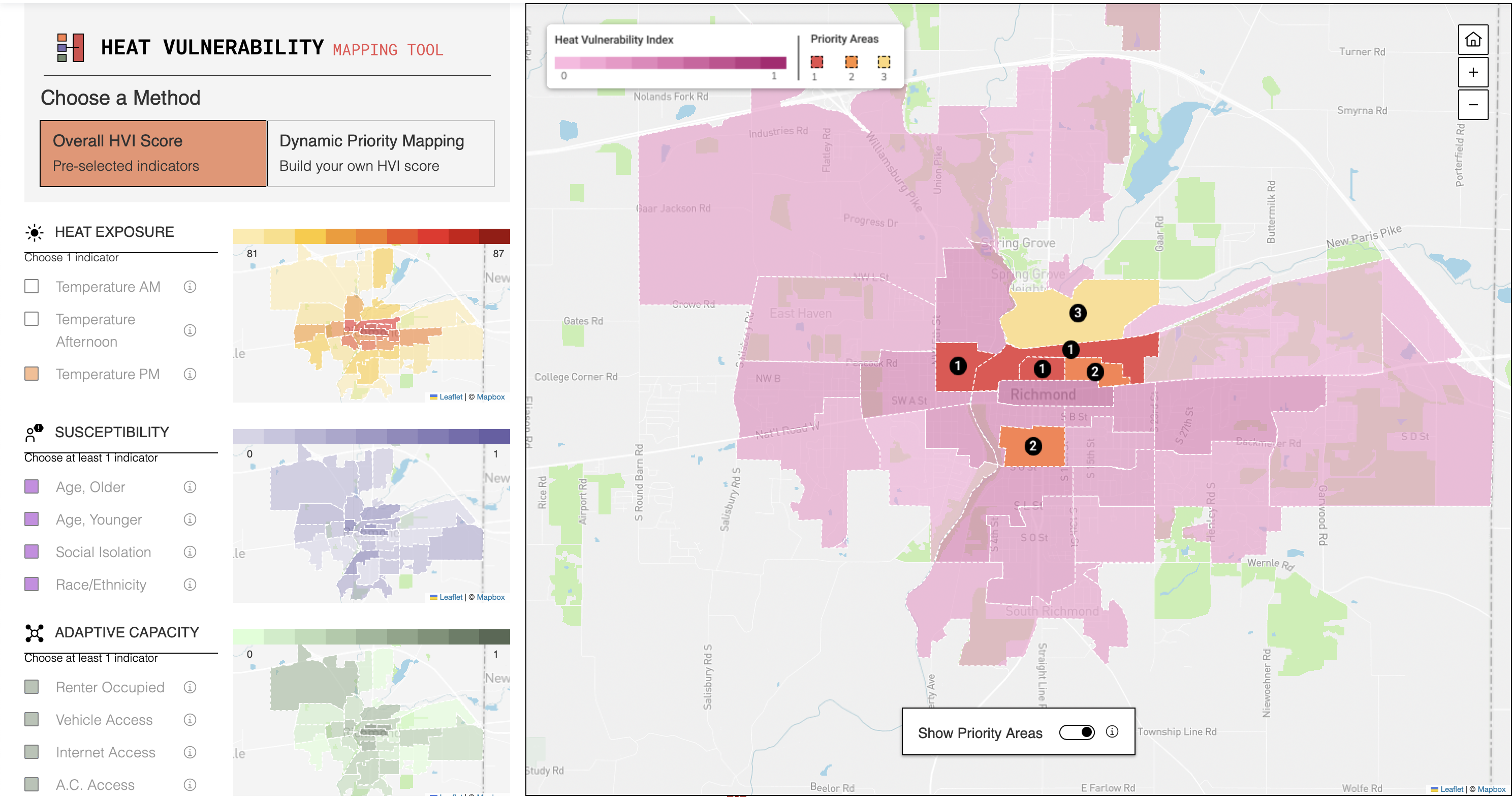 Urban climate data dashboard.